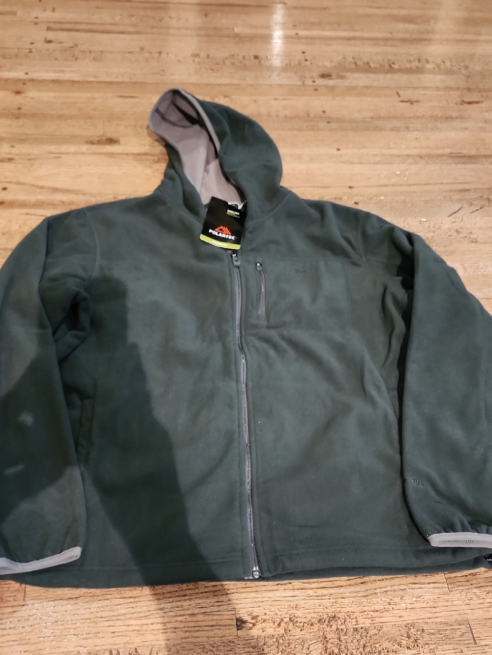 L.L. Bean Forest Green Hooded Fleece Polartec WindBloc Jacket